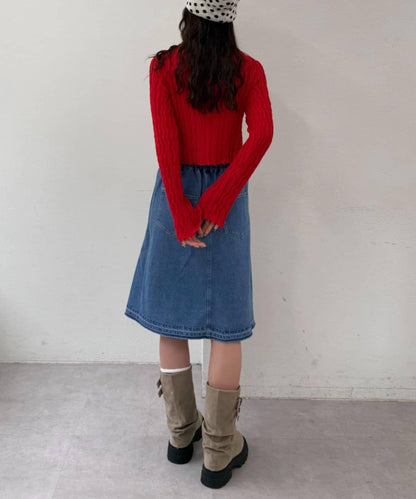 w closet 牛仔中長半身裙