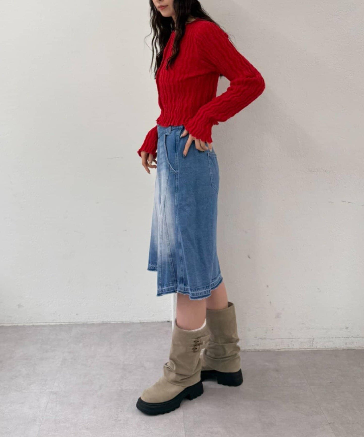 w closet 牛仔中長半身裙