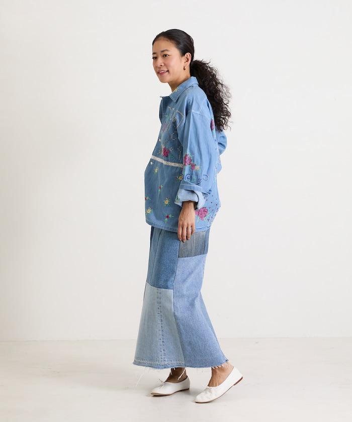 開領刺繡襯衫夾克