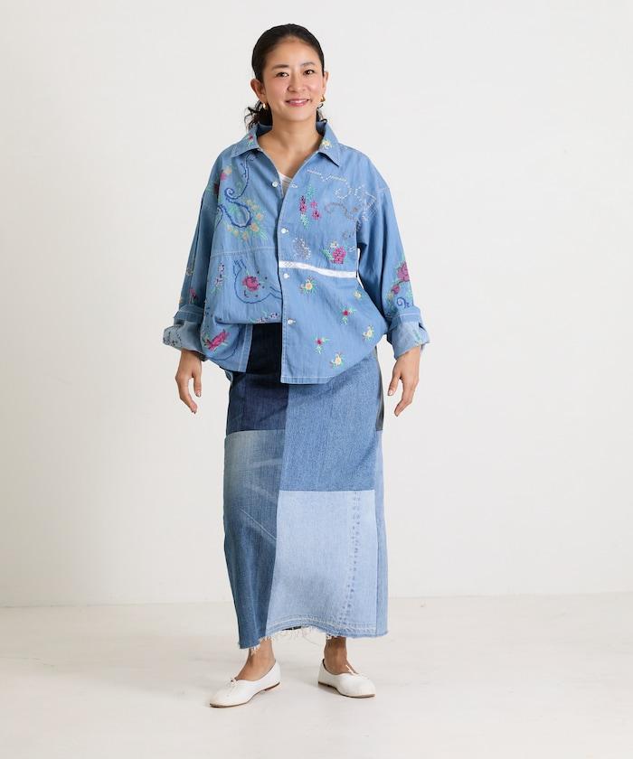 開領刺繡襯衫夾克