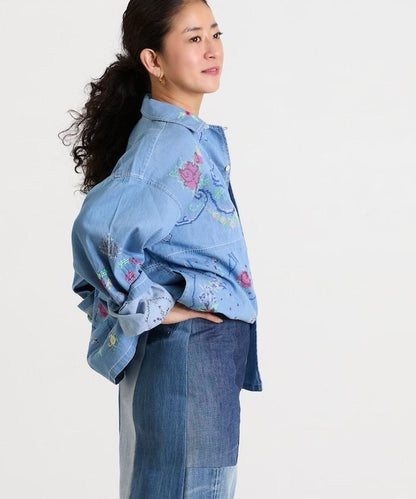 開領刺繡襯衫夾克