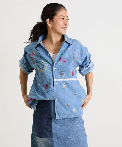 開領刺繡襯衫夾克