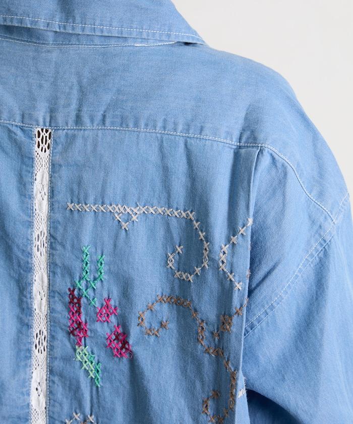 開領刺繡襯衫夾克