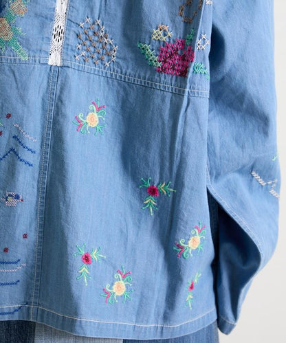 開領刺繡襯衫夾克