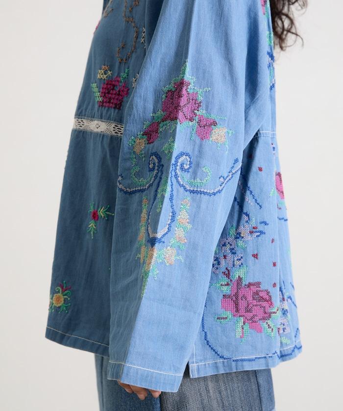 開領刺繡襯衫夾克