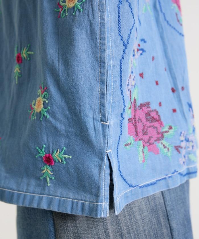 開領刺繡襯衫夾克