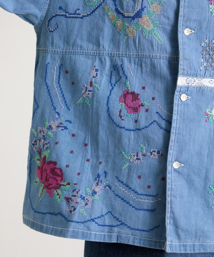 開領刺繡襯衫夾克