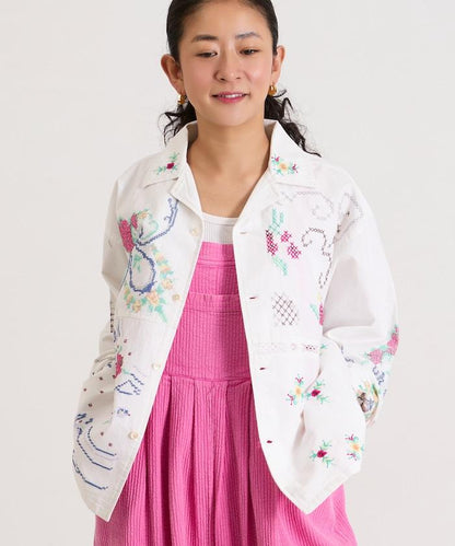 開領刺繡襯衫夾克