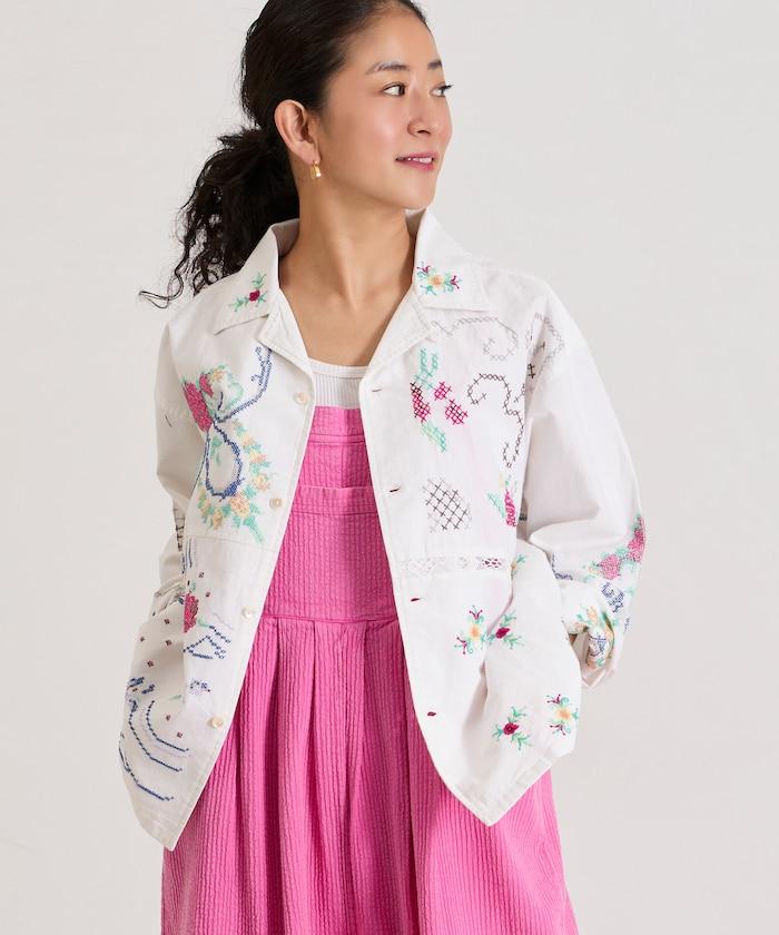 開領刺繡襯衫夾克