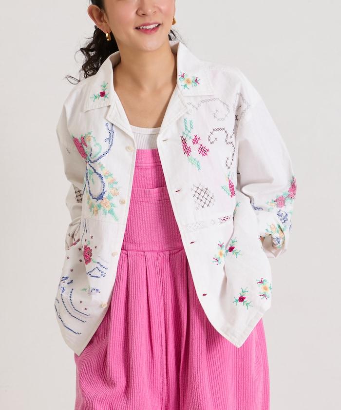 開領刺繡襯衫夾克