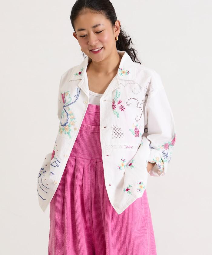 開領刺繡襯衫夾克