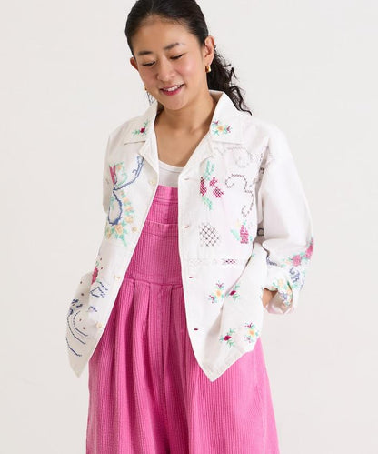開領刺繡襯衫夾克