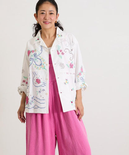 開領刺繡襯衫夾克