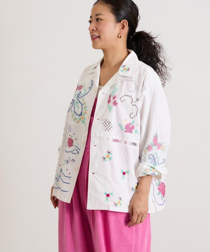 開領刺繡襯衫夾克