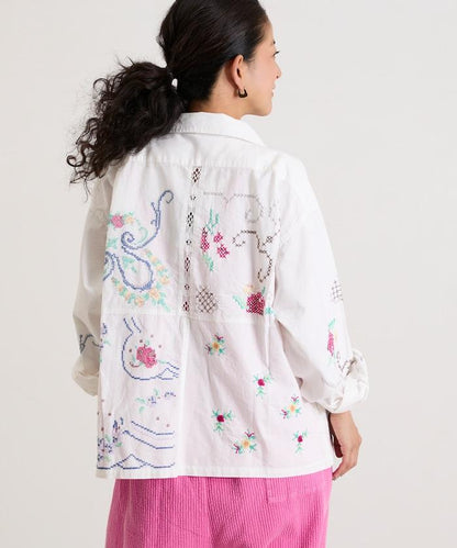 開領刺繡襯衫夾克