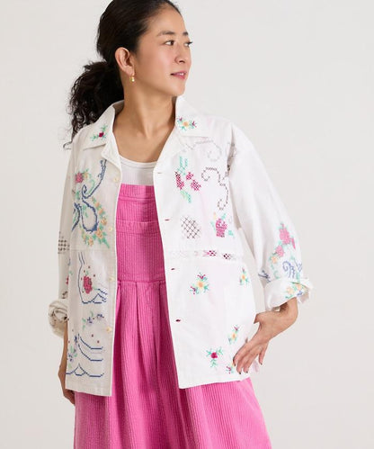 開領刺繡襯衫夾克