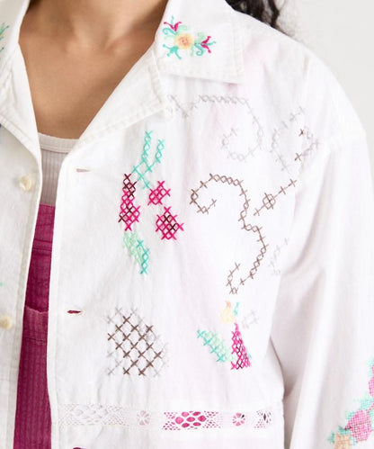 開領刺繡襯衫夾克