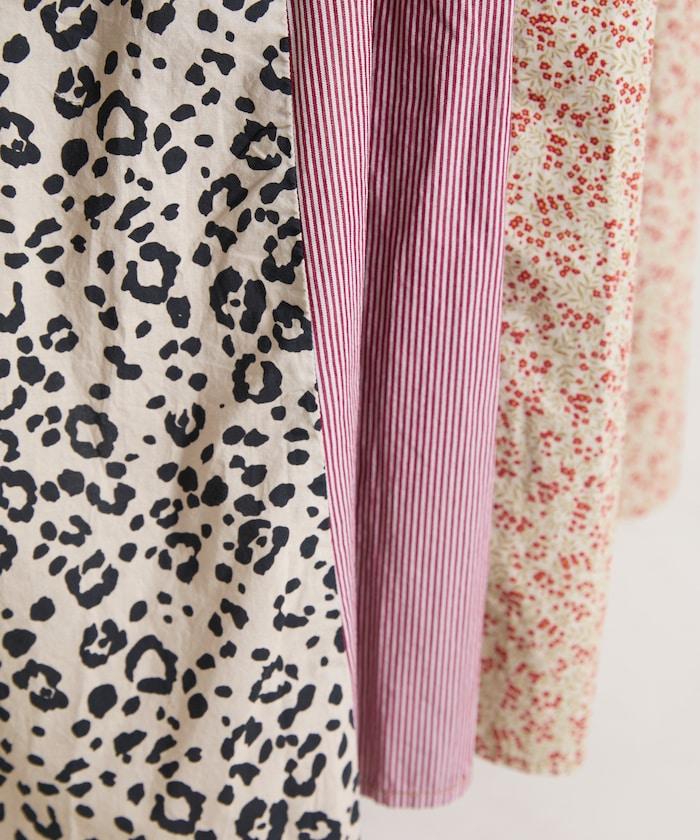 花卉與格紋拼接半身裙