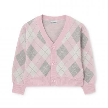 可水洗 菱形格 針織開衫