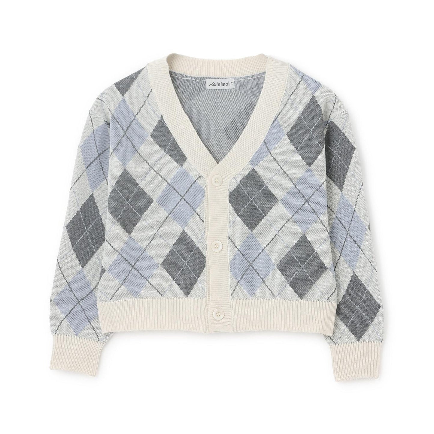 可水洗 菱形格 針織開衫