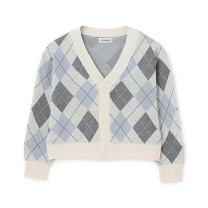 可水洗 菱形格 針織開衫