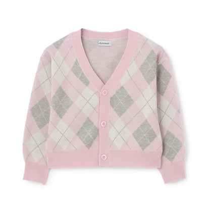 可水洗 菱形格 針織開衫