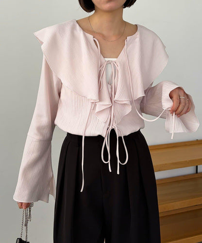 荷葉邊蝴蝶結襯衫