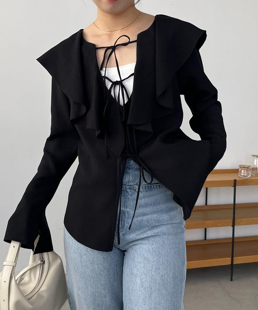 荷葉邊蝴蝶結襯衫