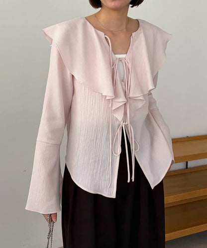 荷葉邊蝴蝶結襯衫