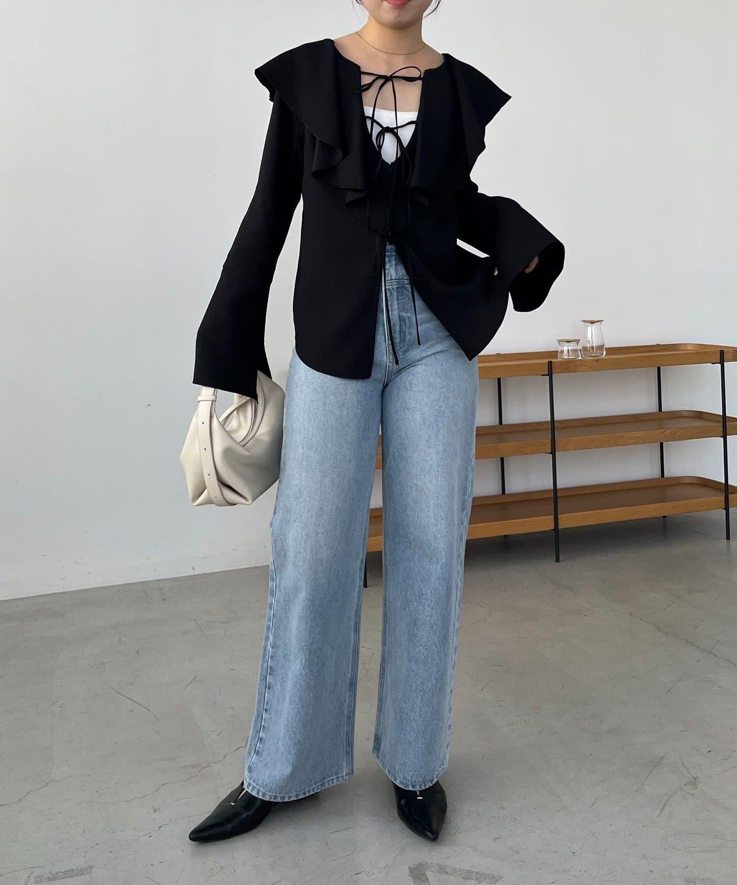 荷葉邊蝴蝶結襯衫