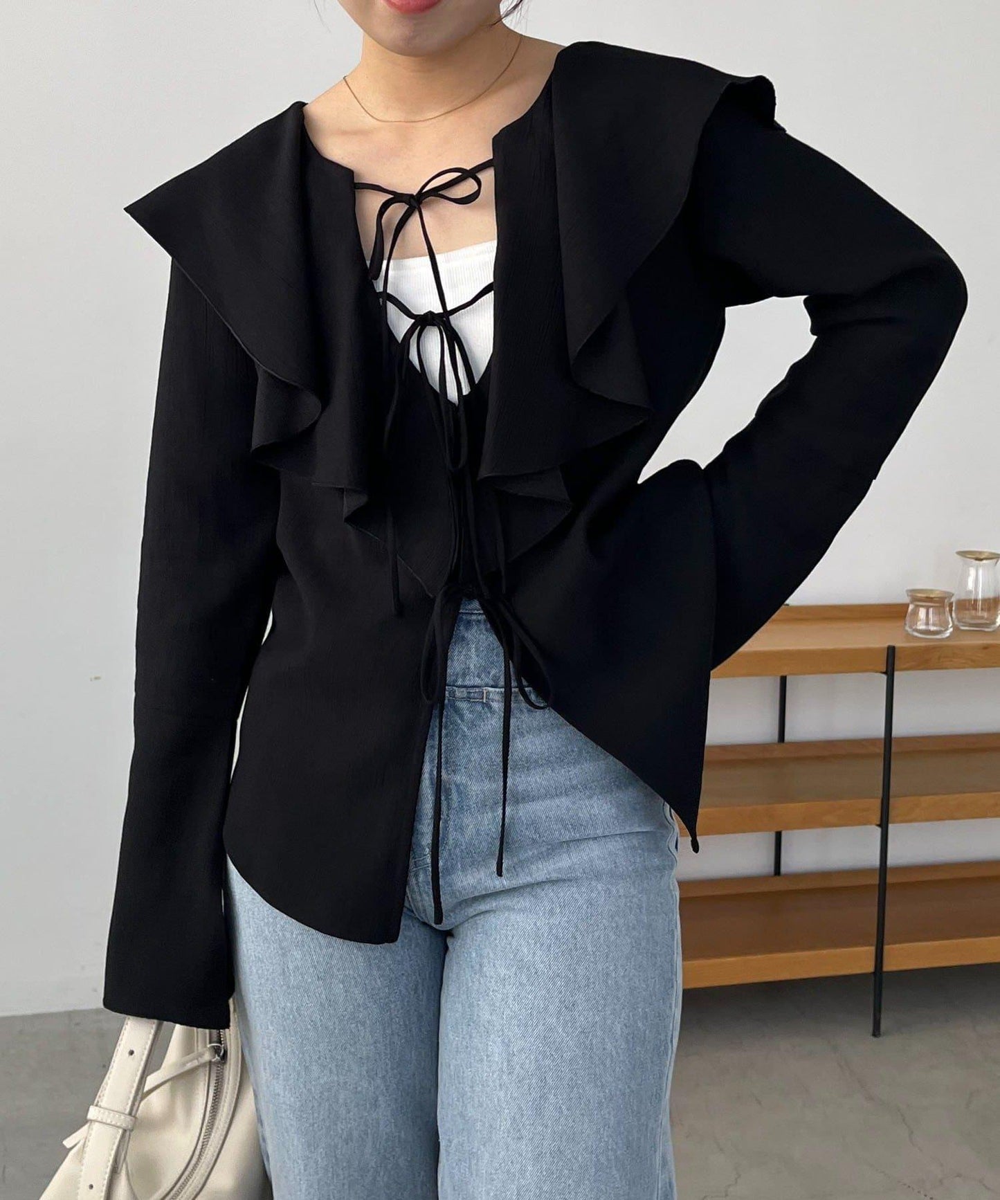 荷葉邊蝴蝶結襯衫