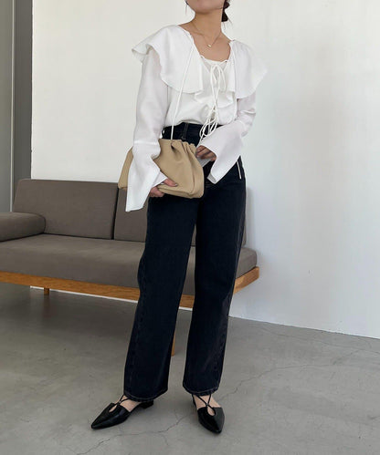 荷葉邊蝴蝶結襯衫