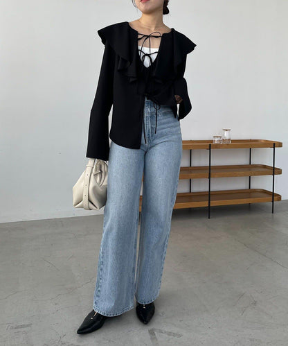 荷葉邊蝴蝶結襯衫