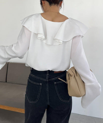 荷葉邊蝴蝶結襯衫