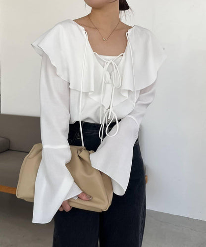 荷葉邊蝴蝶結襯衫