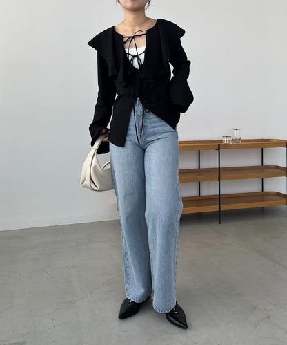 荷葉邊蝴蝶結襯衫