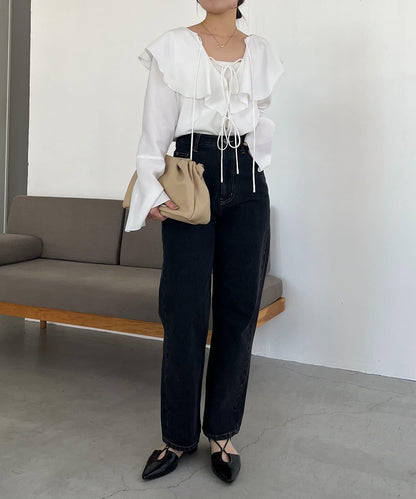 荷葉邊蝴蝶結襯衫