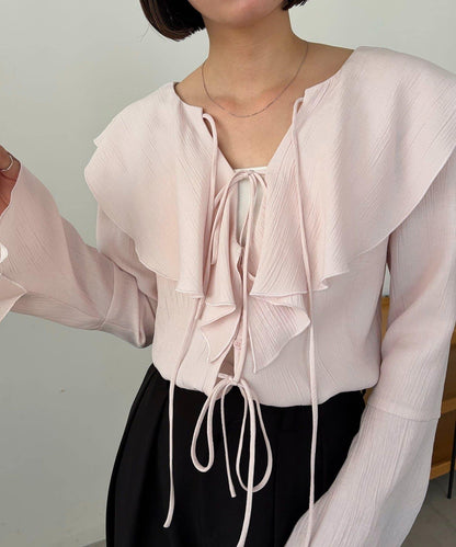 荷葉邊蝴蝶結襯衫