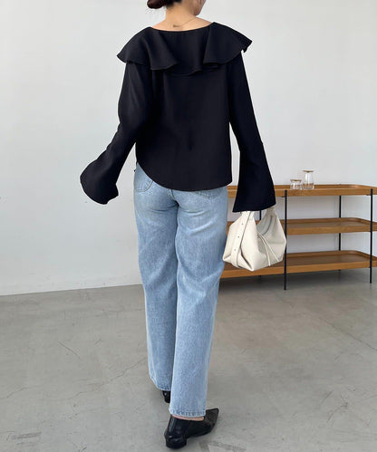 荷葉邊蝴蝶結襯衫