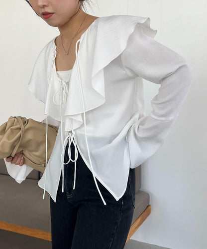 荷葉邊蝴蝶結襯衫