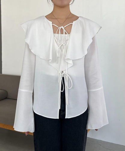 荷葉邊蝴蝶結襯衫