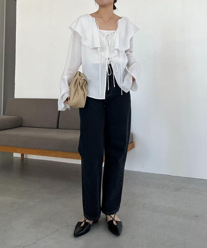 荷葉邊蝴蝶結襯衫