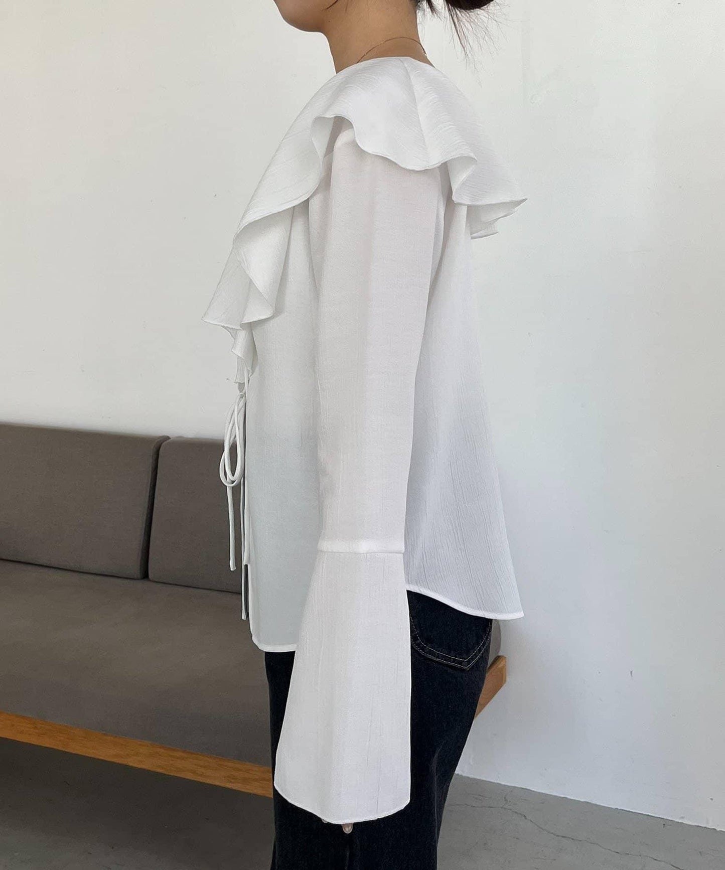 荷葉邊蝴蝶結襯衫