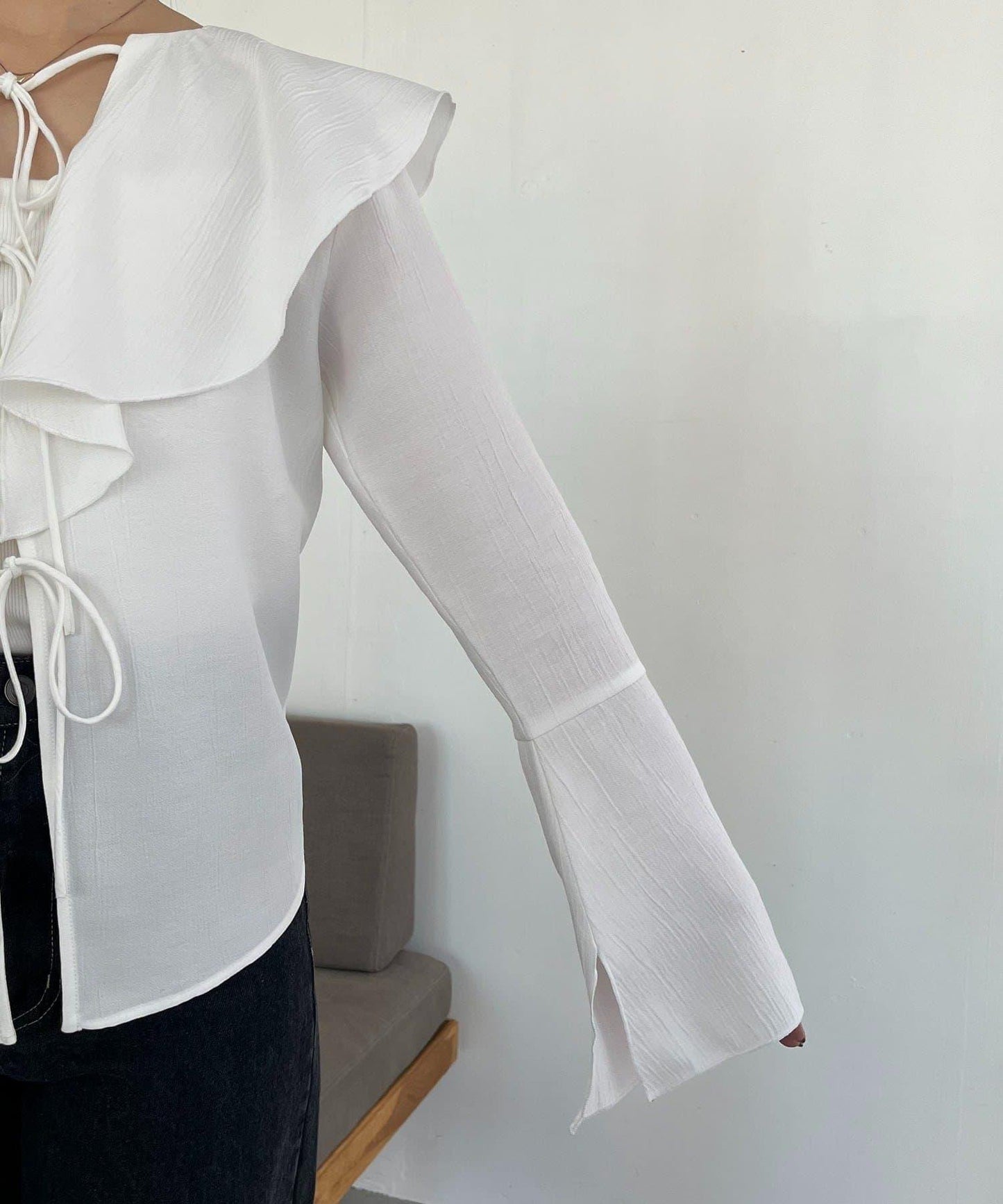 荷葉邊蝴蝶結襯衫