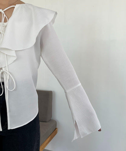 荷葉邊蝴蝶結襯衫