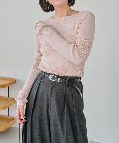 褶皺設計 針織上衣