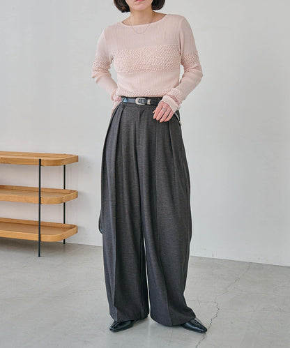 褶皺設計 針織上衣