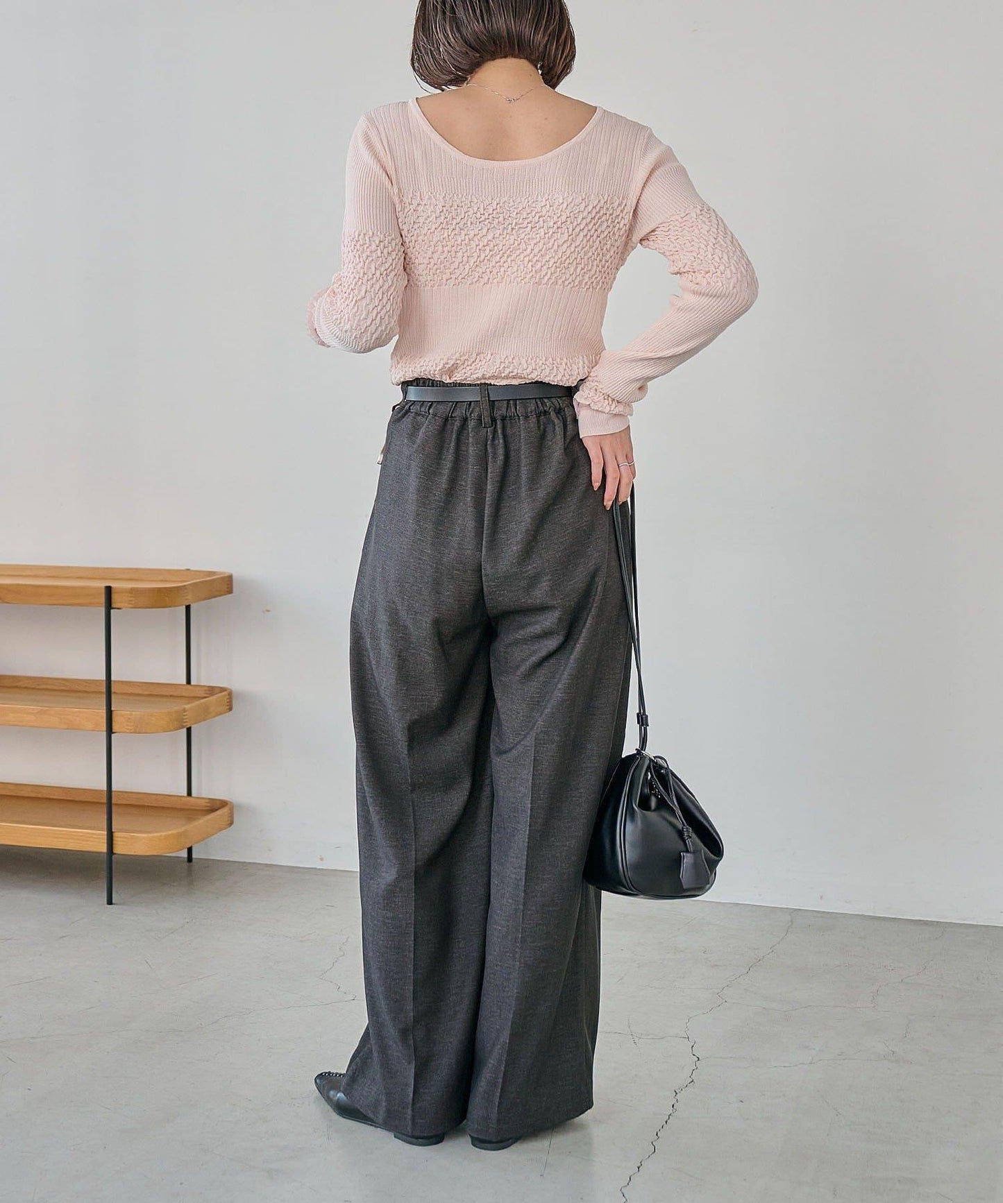 褶皺設計 針織上衣