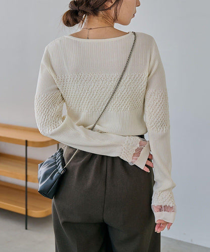 褶皺設計 針織上衣