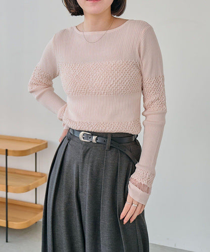 褶皺設計 針織上衣